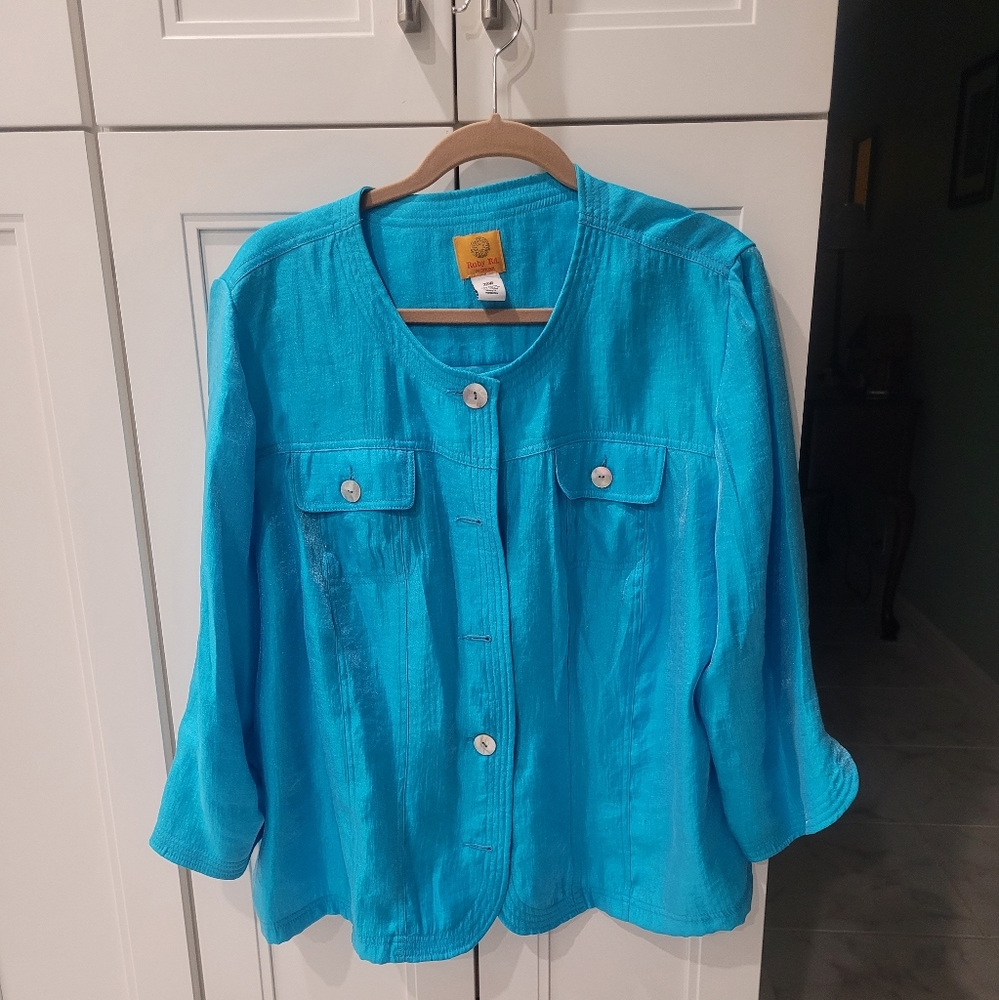 Shimmery Aqua Ruby Rd Woman Shirt Size 20